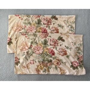 Ralph Lauren Sussex Gardens Standard Pillowcases (2) Floral Sateen Cotton Rose